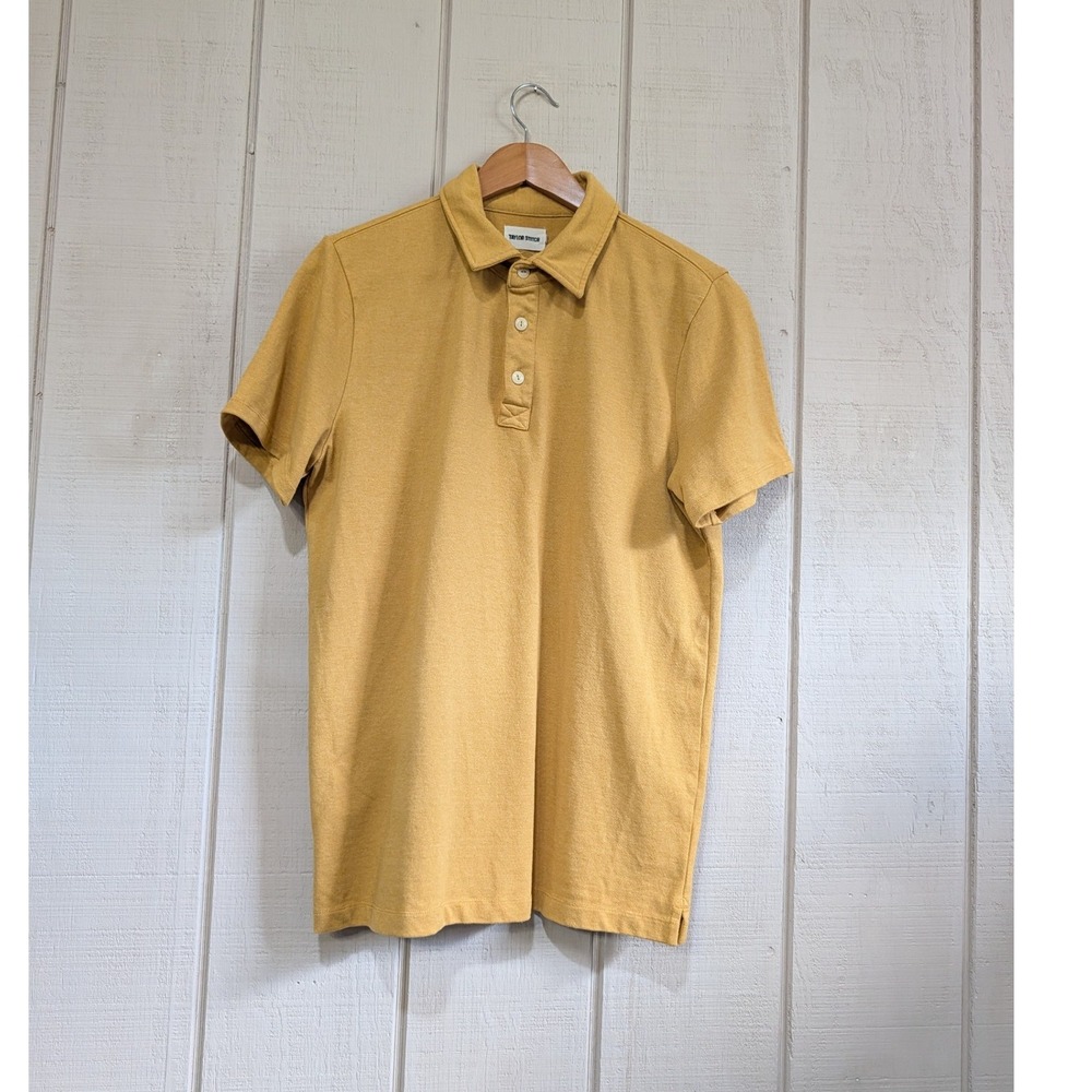 Taylor Stitch Mens Mustard Yellow Recycled Cotton Blend Polo Shirt Size 42 L